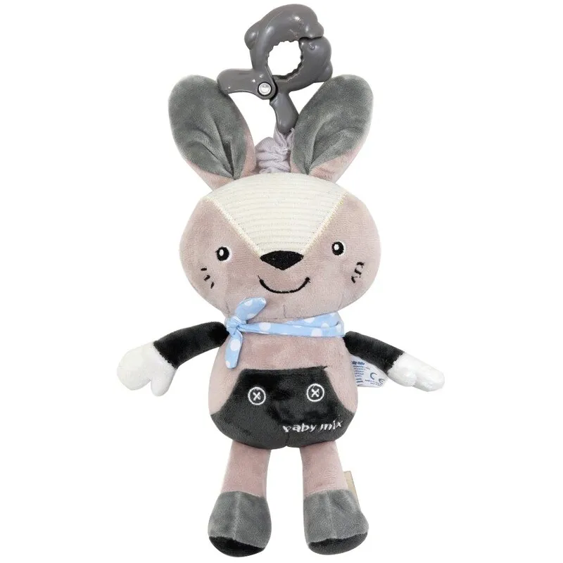BABY MIX - Dětská plyšová hračka s hracím strojkemKráliček šedý